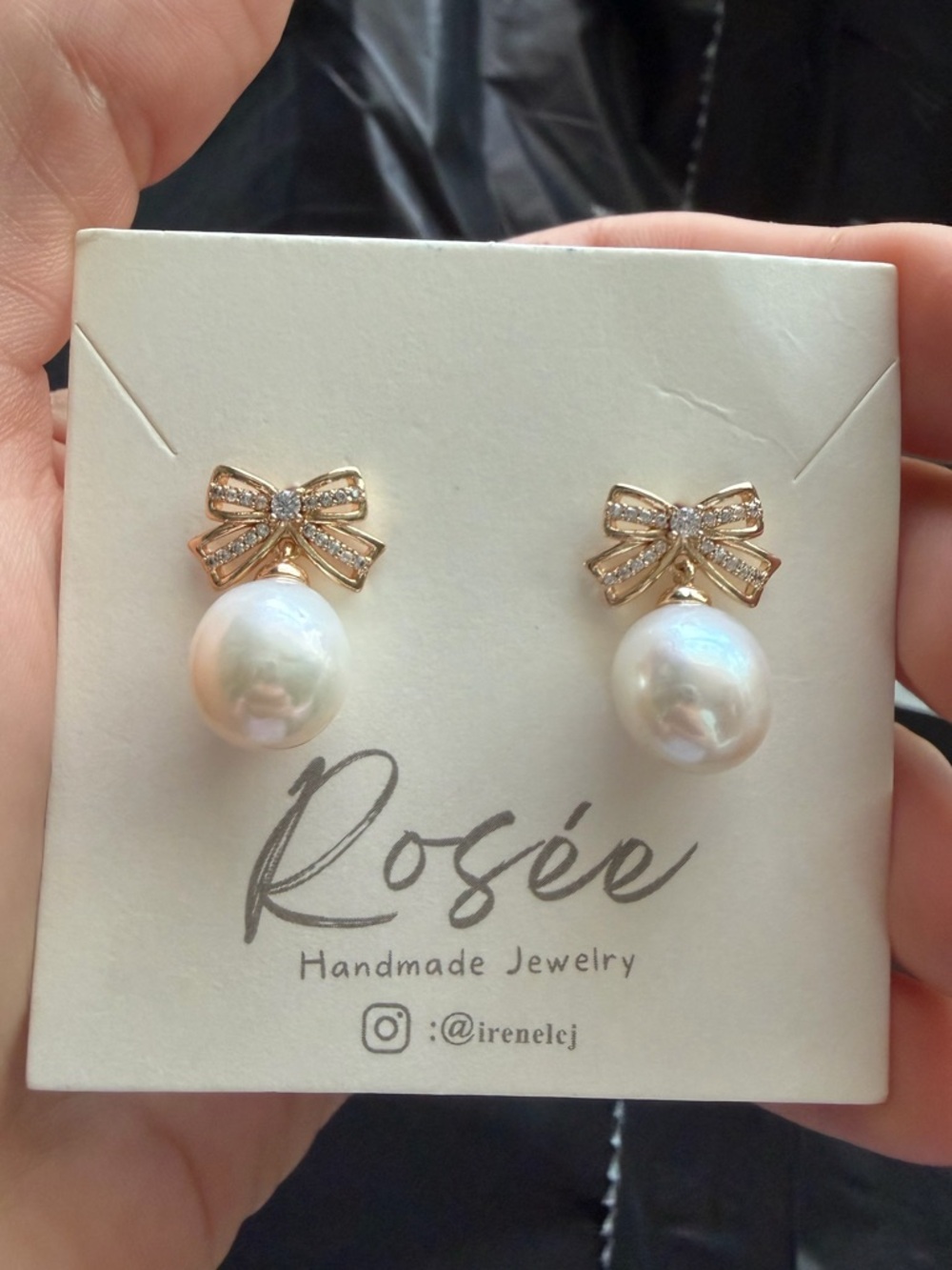 Fresh water perl Gold Bow Pearl Drop Earrings